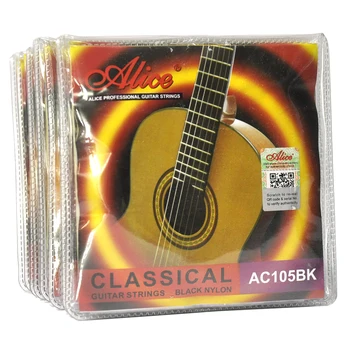 10 Комплектов Alice AC105BK-H Черные нейлоновые струны для классической гитары из нейлонового посеребренного медного сплава