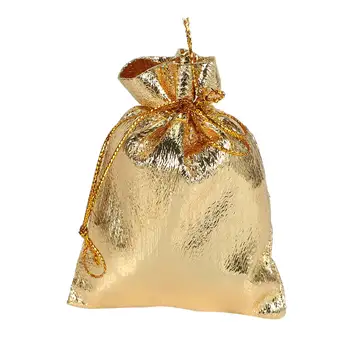 100 шт., сумка из органзы из золотой фольги, подарочные пакеты для конфет, сумка для свадебной вечеринки, подарочная упаковка, сумки на шнурке 7x9 см