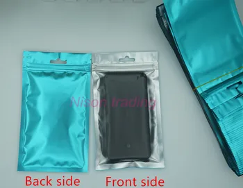10x18cm 100шт передняя матовая прозрачная задняя синяя сумка на молнии из алюминиевой фольги, упаковка для продуктов, полупрозрачное покрытие из майлара, сумка на молнии