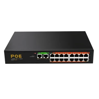 16 Портов 100 М + 2 порта гигабитный POE коммутатор LAN Switching HUB Адаптер неуправляемый коммутатор штепсельная вилка США