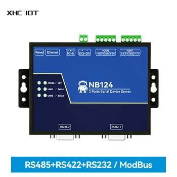 2-Канальный Последовательный сервер RS232/422/485 RJ45 Modbus Gateway XHCIOT NB124ES POE, Принимающий питание TCP/UDP/MQTT постоянного тока 8-28 В