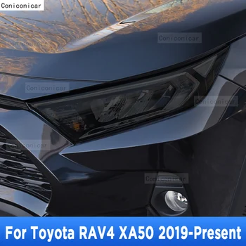 2 предмета, Защитная пленка для автомобильных фар, Виниловая защита, Прозрачная Черная наклейка из ТПУ Для Toyota RAV4 XA50 2019 2020, Аксессуары