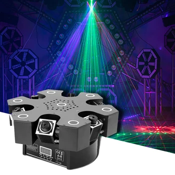 2020 Новый Умный Лазерный проектор с 6 Головками, Лазерный луч с Движущейся головкой, RGB, Цветной Лазерный проектор с Неограниченным Вращением, Диско-Лазерный проектор