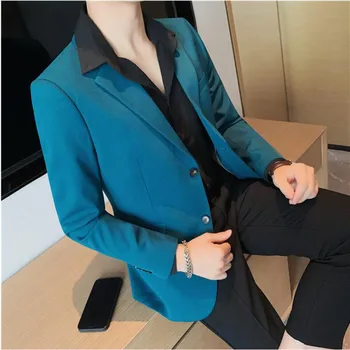 2022 Модный Новый Мужской Повседневный Бутик, Деловой однотонный костюм на одной пуговице, Блейзеры, Высококачественная куртка, приталенное пальто S-4XL