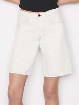 2023 Весенне-летние женские джинсовые шорты, однотонные простые повседневные женские шорты с высокой талией