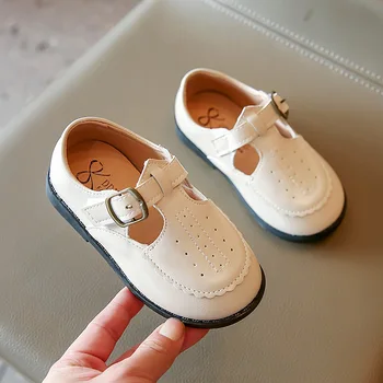 2023 г., Весенне-осенняя Новая Детская Кожаная обувь для мальчиков, Mary Janes в Британском Стиле для Маленьких девочек, Повседневная обувь на мягкой Подошве