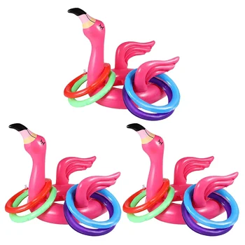 3 Комплекта Игрушечных колец с Фламинго, игрушки для подбрасывания колец, игрушки для игр на открытом воздухе для детей