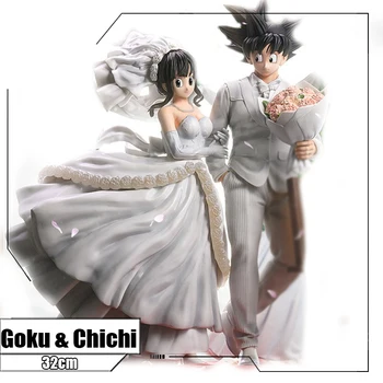 32 СМ Dragon Ball Z Сон Гоку и Чичи Свадьба Версия Статуя ГК ПВХ фигурки Коллекция модель Игрушки куклы Подарки