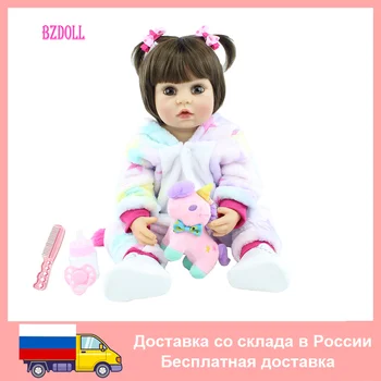 55 см 22 дюйма Реалистичное Полное Силиконовое Тело Reborn Baby Doll Новорожденный Бебе Живой Малыш Купается Игрушка Для Девочки Подарок На День Рождения