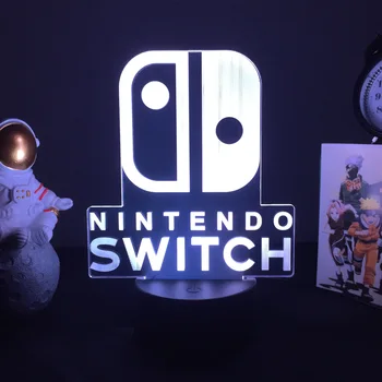 7/16 цветов, 3D ночник, рисунок логотипа Nintendo Switch, светодиодная лампа для украшения детской спальни, подарок на День рождения