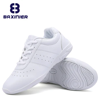 BAXINIER/ Легкая Белая обувь для черлидинга Для девочек, Кроссовки для тренировок, Теннисные туфли для танцев, Кроссовки для поддержки молодежных соревнований