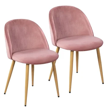 BOUSSAC, 2 шт., бархатные обеденные стулья со спинкой для кухни, розовый
