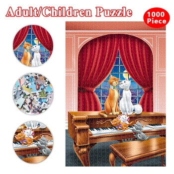 Disney Аниме Развивающие Детские Игрушки Пазлы The Aristocats 35/300/500/1000 Штук Пазлы для Взрослых Disney Картонные Игрушки