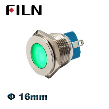 FILN 16mm 12v 24v led металлическая индикаторная лампа красный зеленый синий белый янтарный предупреждающая металлическая сигнальная лампа контрольная лампа 110v 220v