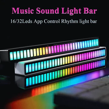 FTOYIN Creative RGB Music Sound Light Bar 5V USB 16/32led App Control Светодиодный Музыкальный Ритм Ночные Огни Звукосниматель Голосовой Окружающий Свет