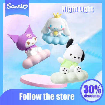 Kawaii Sanrio Аниме ночник Милый Kuromi Cinnamoroll Pochacco Мягкий светильник прикроватный светильник для сна Оригинальные подарки для детей