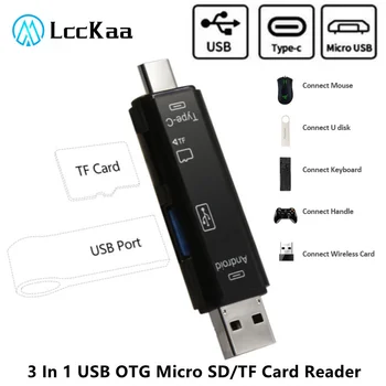 LCCCKAA OTG Micro SD Card Reader Type C Кард-ридер USB Card Reader Флэш-накопитель Smart Memory Card Reader Для USB Micro SD Адаптера