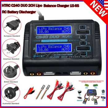 Lipo Зарядное устройство Балансировщик для 1-6 S LiPo/Li-ion/Life 1-15 S NiCd/NiMH HTRC C240 Duo Lipo Балансировочное зарядное устройство Двухканальный AC/150 Вт DC/240 Вт