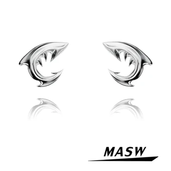 MASW Оригинальный дизайн, Крутые серьги с Акулами, Популярный стиль, Современные ювелирные изделия, Высококачественные Латунные серьги-гвоздики с толстым покрытием Для женщин