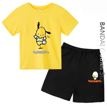 Sanrio/ детская футболка Pochacco, летняя футболка с рисунком 