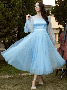 Yesexy Летнее сетчатое платье Свадебные Платья Подружек Невесты Тонкое Удобное синее вечернее Платье
