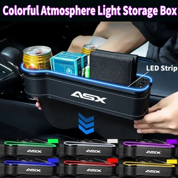 Автокресло Gap Щелевая Коробка Для Хранения Сумка Кожаная Светодиодная Атмосферная Лампа USB Зарядка Для Mitsubishi ASX 2023 Авто Аксессуары Для Интерьера