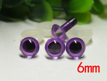 Бесплатная доставка, защитные глазки с кристаллами фиолетового цвета 6 мм-100 шт.