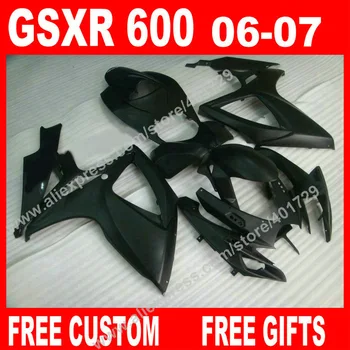 Бесплатные пользовательские обтекатели для 2006 2007 SUZUKI GSXR 600 750 популярные полностью плоские черные K6 BACARDI GSXR600 GSXR750 комплект из 7 подарков SC73