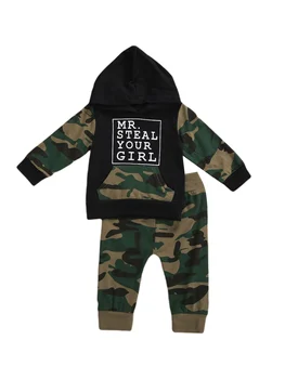 Весенне-осенний комплект одежды для малышей, топ с капюшоном и простыми буквами для маленьких мальчиков с длинным рукавом + Чел