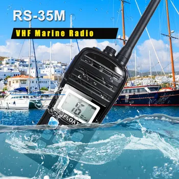 Водонепроницаемый IP67 VHF Ham Портативная Рация Ручной Морской Двухсторонний Радиоприемник ЖК-дисплей С Двойным Автоматическим Сканированием Поплавковый морской Радиоприемник Interphone RS-35M