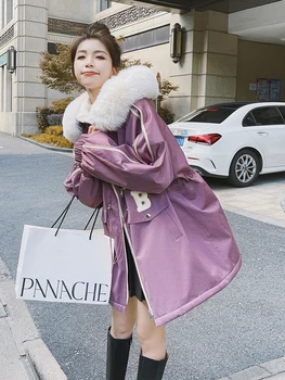 Высококачественная фиолетовая парка с капюшоном, женское зимнее пальто, новинка 2022, утолщенное теплое хлопковое пальто