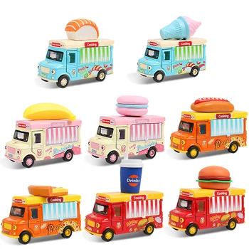 Детская Откидная Автомобильная игрушка-столовая с Датчиком 1: 36, Милое Мороженое, Пицца, Суши, Прикосновение к Пению, Легкая Автомобильная игрушка для детей