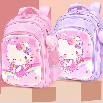 Детский рюкзак Hello Kitty для девочек, оригинальные школьные сумки Kawaii, рюкзак Sanrio, кошелек, детские сумки для девочек, кошелек на молнии, рюкзак
