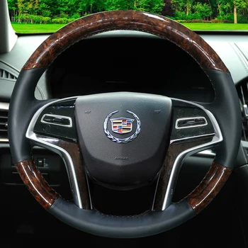 Для Cadillac SRX XTS ATSL CTS персиковый интерьер, сшитый вручную кожаный чехол на руль, модифицированные аксессуары