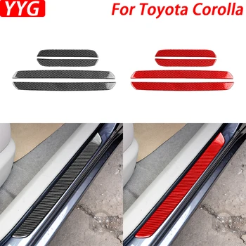 Для Toyota Corolla 2007-2013 Накладка на порог двери из настоящего углеродного волокна, накладка на панель, аксессуары для украшения интерьера автомобиля, наклейка