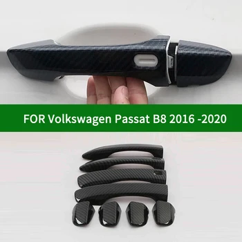 Для Volkswagen Passat B8 2016-2020 Аксессуар, глянцевый узор из углеродного волокна, дверные ручки, отделка 2017 2018 2019