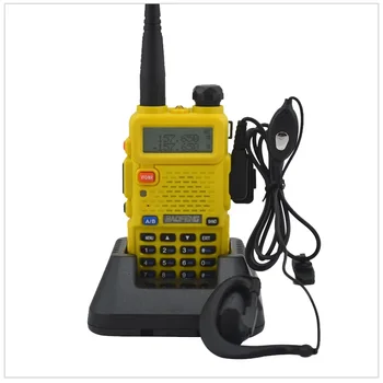 Желтое двухдиапазонное радио baofeng UV-5R walkie talkie radio с двойным дисплеем 136-174/400-520 МГц двухстороннее радио с бесплатным наушником BF-UV5R
