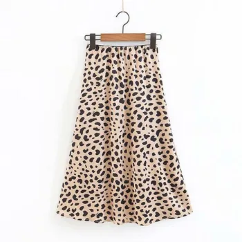 Женская повседневная юбка трапециевидной формы с леопардовым принтом для вечеринок Длиной до колена, сексуальные юбки с высокой талией