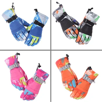 Зимние теплые лыжные перчатки Мужские Женские детские перчатки для сноуборда, Водонепроницаемые Велосипедные перчатки с сенсорным экраном для мотомобилей, Лыжные зимние детские перчатки