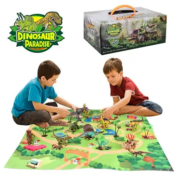 Игровой коврик с фигуркой динозавра и деревьями, реалистичный игровой набор с динозаврами, детский игровой коврик