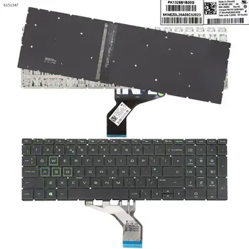 Клавиатура для ноутбука HP 15-da0045ns, 15-da0050ns, 15-da0056ns, 15-da0100ns, ЧЕРНАЯ, с подсветкой, Маленький Ввод, Зеленая сторона