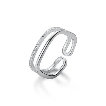 Кольцо с двойным бриллиантом в Корейском стиле, Квадратное кольцо, Именное кольцо на заказ, Модное кольцо для подарка лучшему другу, Модное кольцо из стерлингового серебра 925 пробы
