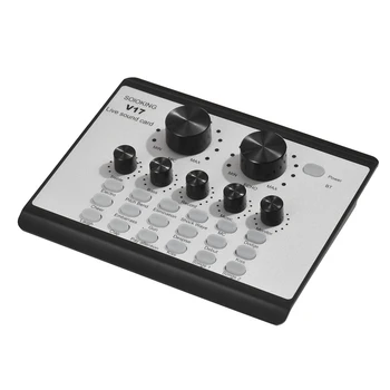 Комплект звуковой карты и микрофона V17 Live BT Mini Sound Mixer Многофункциональный Аудиомикшер с Изменением Голоса, Набор Микрофонов со Штативом