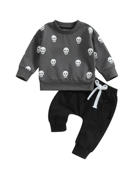 Комплект одежды из 2 предметов для маленьких девочек, толстовка с длинными рукавами и леггинсами с принтом тыквы для малышей, костюм на Хэллоуин