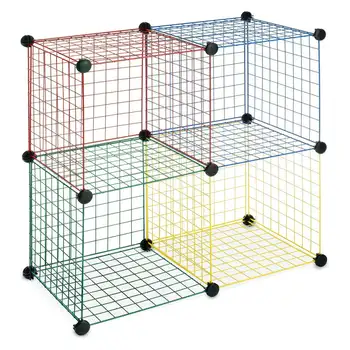 Кубики для хранения - Штабелируемые соединяющиеся проволочные полки - Набор из 4 штук - 14,25 