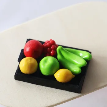 Кукольный домик, мини-набор тарелок для ужина с фруктами, миниатюрная модель