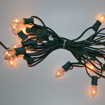 Лампа накаливания типа C7, зеленый или белый кабель SPT-1, 20 розеток с 20 шт лампочками, плавящийся штекер, сквозное соединение