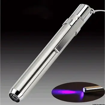 Мини-ультрафиолетовый фонарик из нержавеющей Стали, УЛЬТРАФИОЛЕТОВАЯ лампа для проверки меток