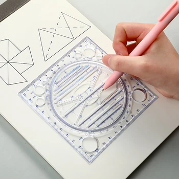 Многофункциональный Вращающийся Шаблон для рисования Художественный Дизайн Строительный Архитектор Стерео Геометрия Составление круга Измерительная Шкала Линейка