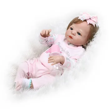 Модная кукла возрождения с имплантированными волосами, одетая в розовую одежду для слоненка, прекрасный подарок, игрушки для девочек, 55 см, реалистичная кукла-младенец